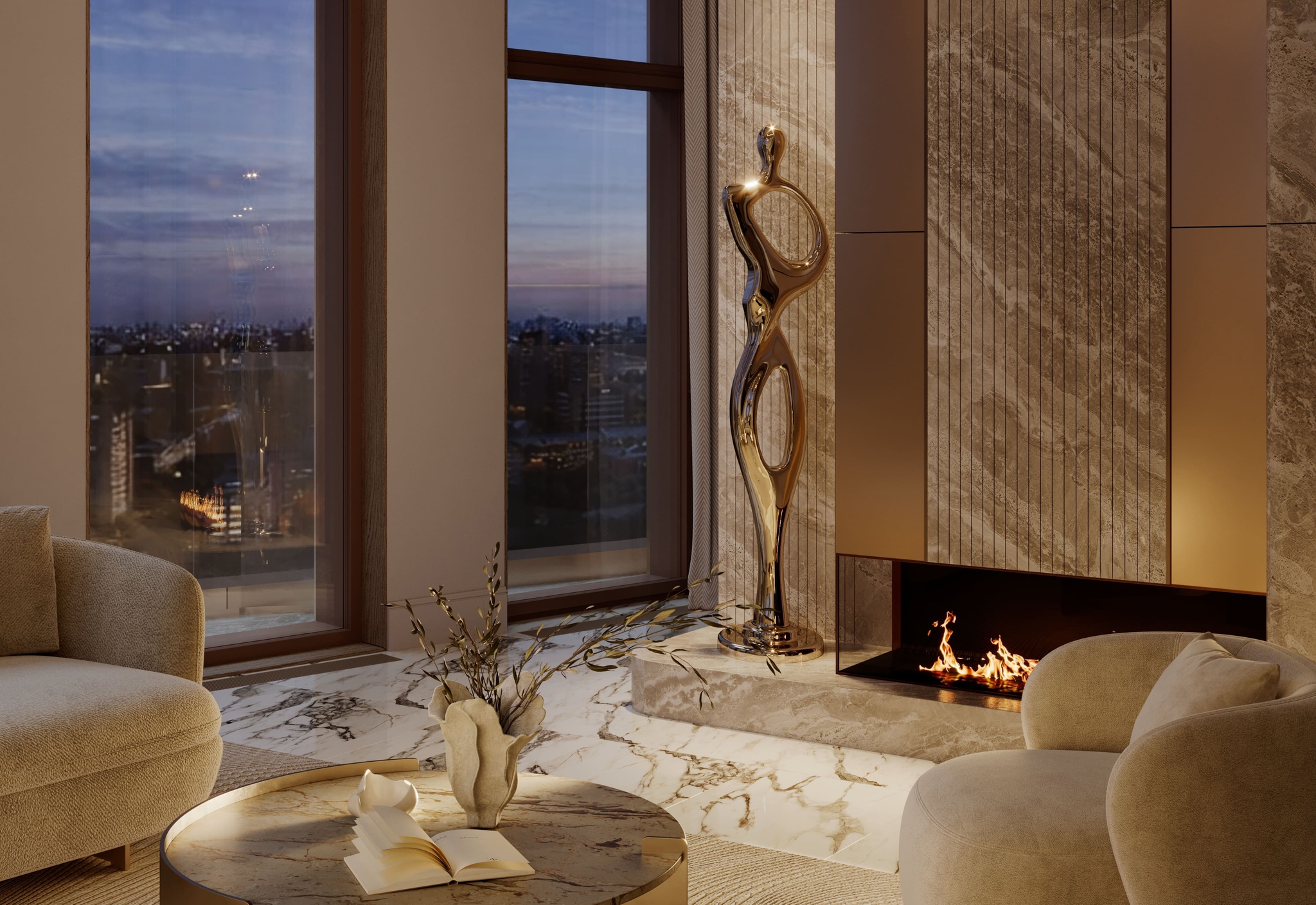 Пентхаусы с возможностью установки дровяных каминов в гостиных